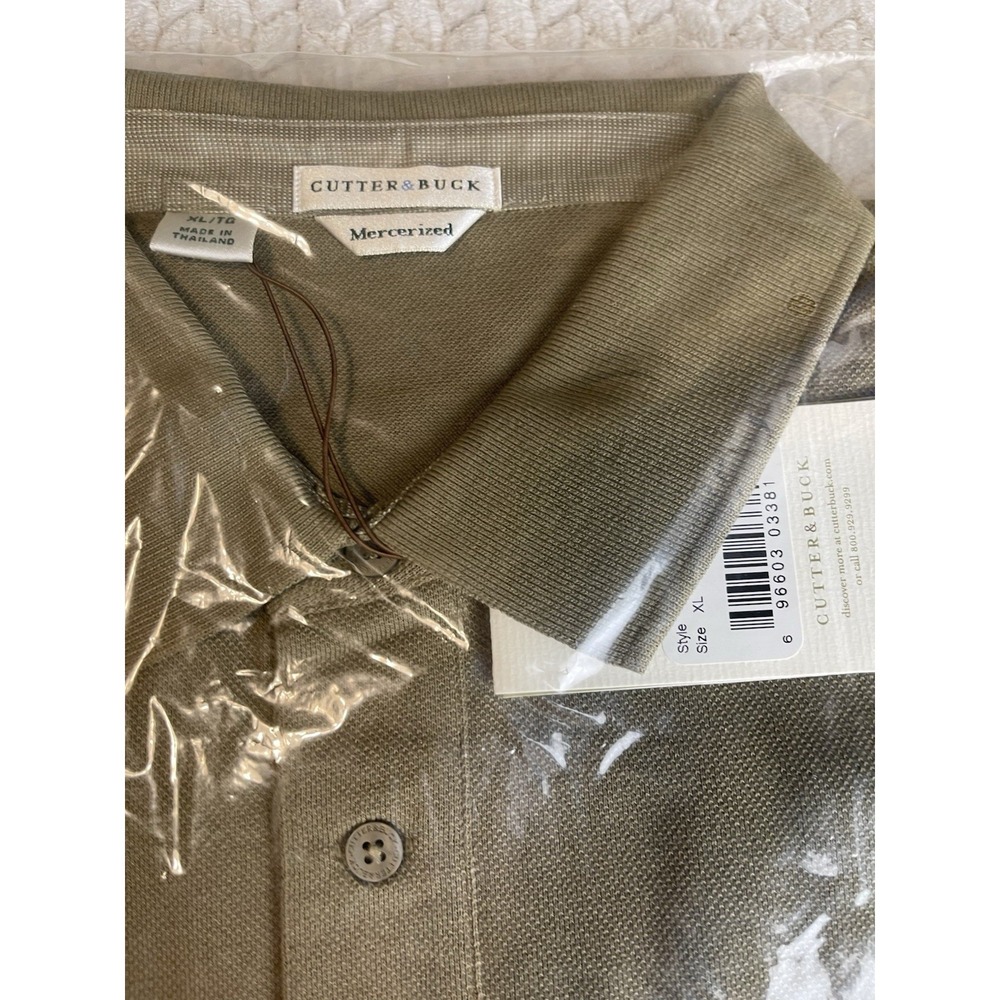VTG Cutter & Buck Mens Polo Shirt XL Olive Green Cotton Short Sleeve Casual Golf